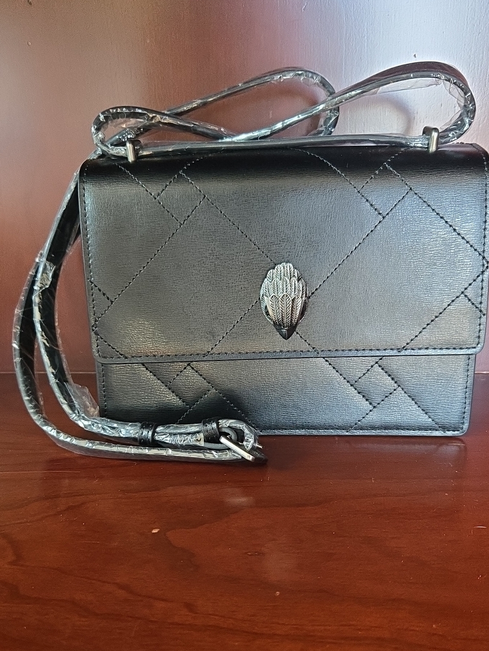 Kurt Geiger London Shoreditch  Black Crossbody Shoulder Bag with Shell Accent